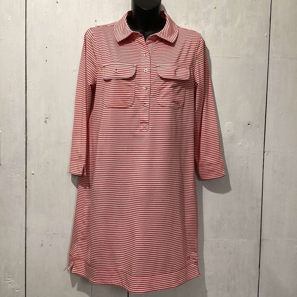 Vineyard Vines Orange Long Sleeve Performance Dress Size M